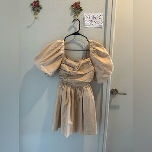 Pistola Tan Puff Sleeve Mini Dress